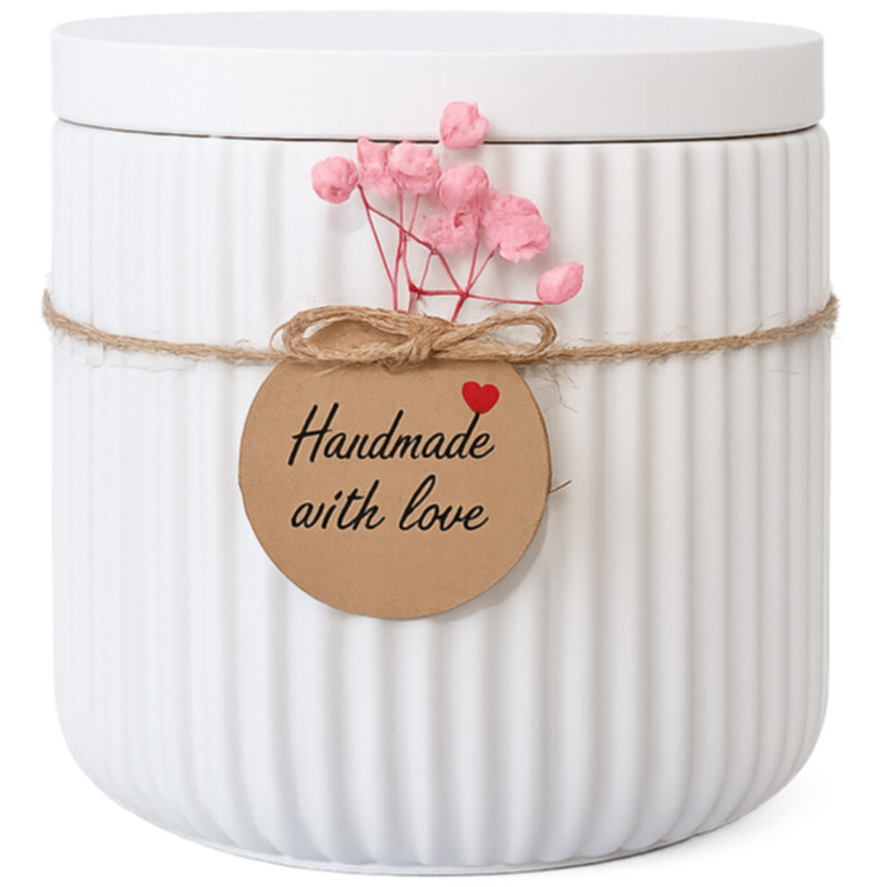 Geschenksdose Sina mit Deckel geriffelt dekoriert kaufen